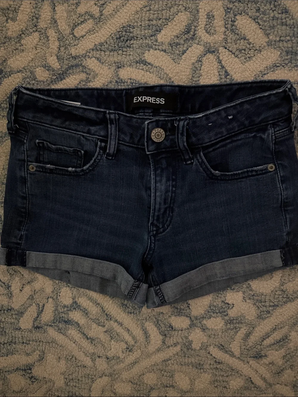 Express Dark Blue Denim Jean Shorts